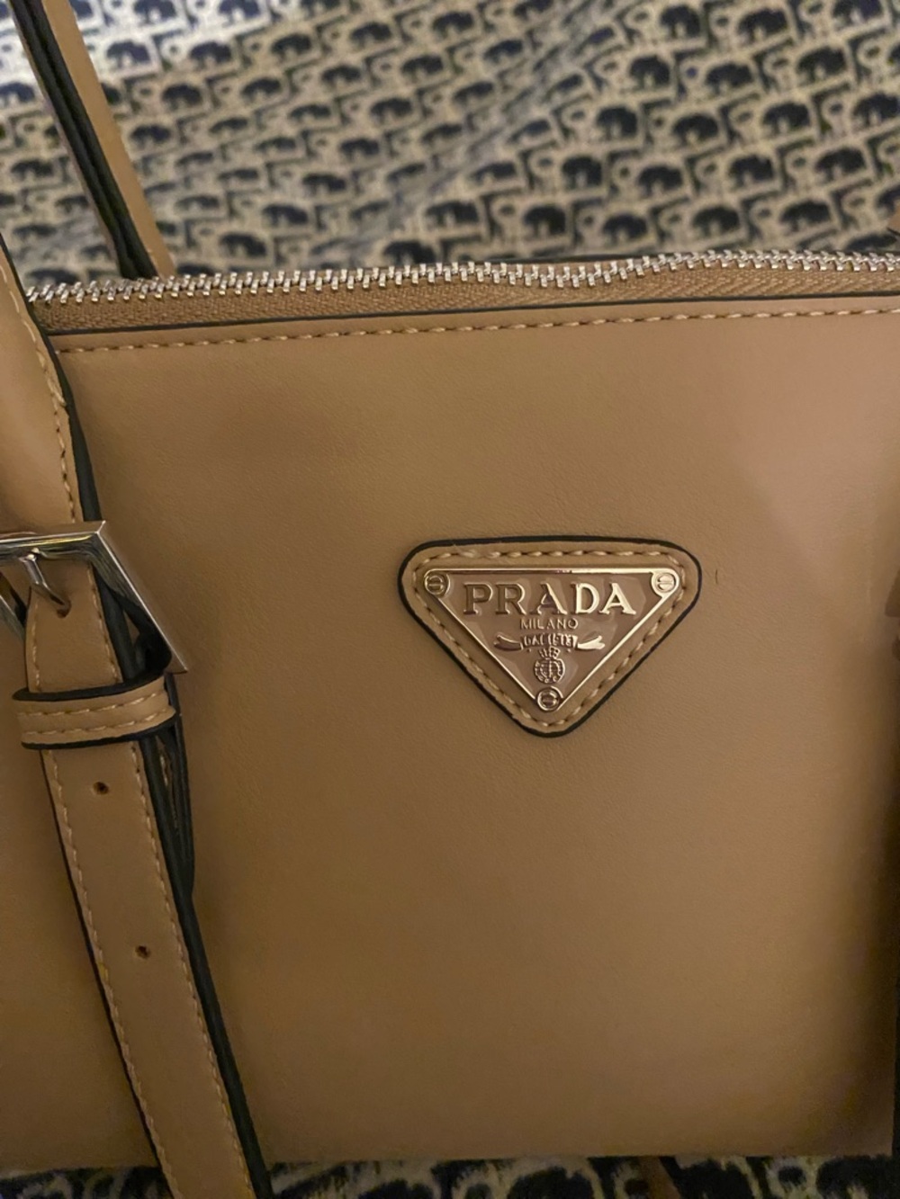 Prada Beige/Tan Leather Shoulder Bag - Picture 2 of 6